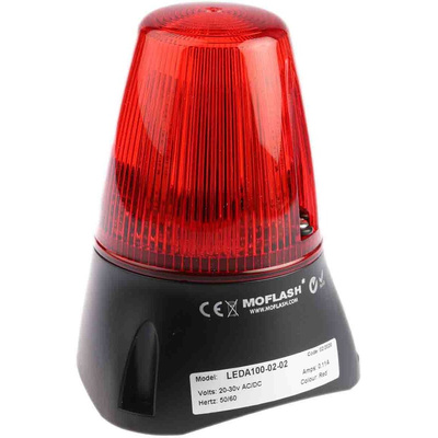 Moflash LEDA100 Series Red Buzzer Beacon, 20 → 30 V, IP65, Surface Mount, Wall Mount, 80dB at 1 Metre
