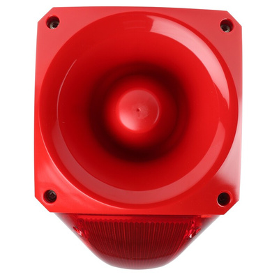 Klaxon Nexus 110 Series Red Sounder Beacon, 24 → 48 V ac, IP66, Base Mount, 116dB at 1 Metre