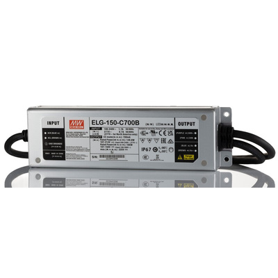 MEAN WELL LED Driver, 225V Output, 150W Output, 700mA Output, Constant Current Dimmable