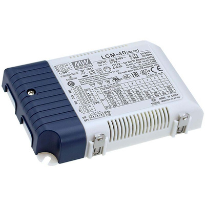 MEAN WELL LED Driver, 2 → 100V Output, 42W Output, 350 → 1050mA Output, Constant Current Dimmable
