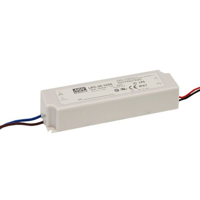 MEAN WELL LED Driver, 9 → 24V Output, 33.6W Output, 1.4A Output, Constant Current