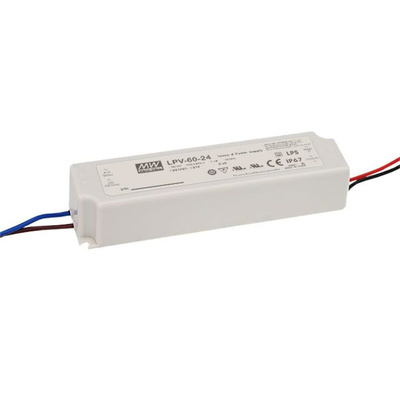 MEAN WELL LED Driver, 36V Output, 60W Output, 1.67A Output, Constant Voltage