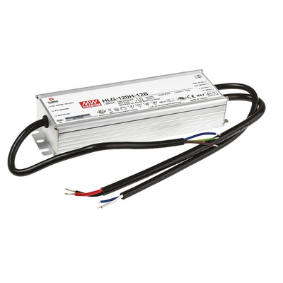 MEAN WELL LED Driver, 12V Output, 120W Output, 10A Output, Constant Current Dimmable