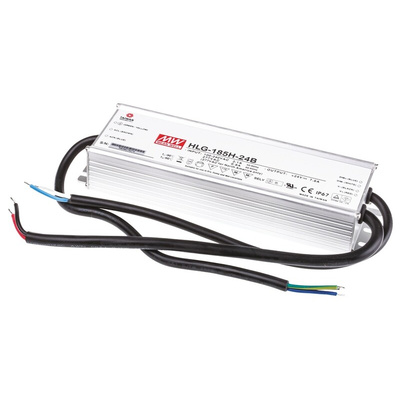 MEAN WELL LED Driver, 24V Output, 187.2W Output, 7.8A Output, Constant Current Dimmable