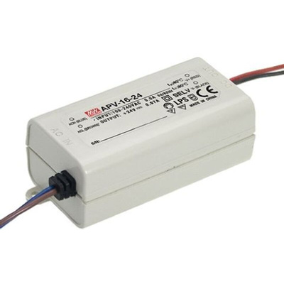 MEAN WELL LED Driver, 24V Output, 16.08W Output, 670mA Output, Constant Voltage