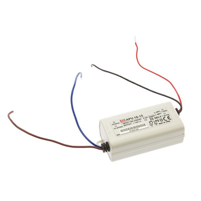 MEAN WELL LED Driver, 15V Output, 15W Output, 1A Output, Constant Voltage