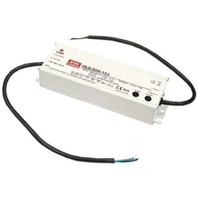MEAN WELL LED Driver, 12V Output, 80W Output, 5A Output, Constant Voltage Dimmable