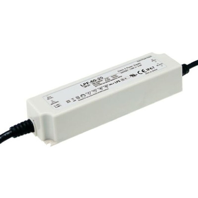 MEAN WELL LED Driver, 54V Output, 60.48W Output, 1.12A Output, Constant Voltage