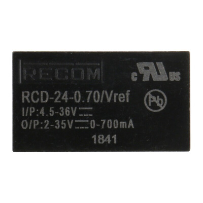 Recom LED Driver, 2 → 35V Output, 24.5W Output, 700mA Output, Constant Current Dimmable