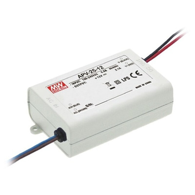 MEAN WELL LED Driver, 24V Output, 25.2W Output, 1.05A Output, Constant Voltage