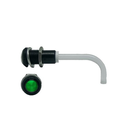 RHD-0700-2000-F9PZG67PR Bivar, Panel Mount Right Angle LED Light Pipe, Green Round Lens