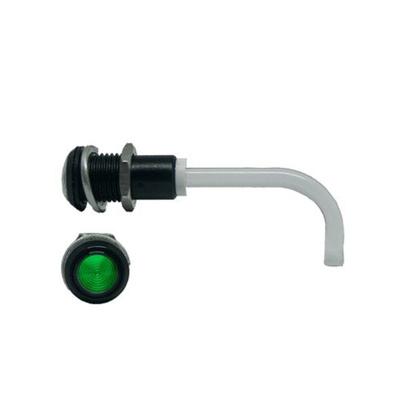 RHD-0700-3000-F9PZG67PR Bivar, Panel Mount Right Angle LED Light Pipe, Green Round Lens