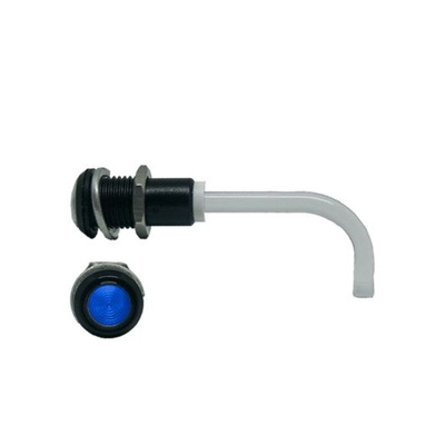 RHD-0900-2000-F9PZB67PR Bivar, Panel Mount Right Angle LED Light Pipe, Blue Round Lens