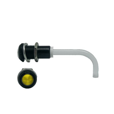 RHD-0900-3000-F9PZY67PR Bivar, Panel Mount Right Angle LED Light Pipe, Yellow Round Lens
