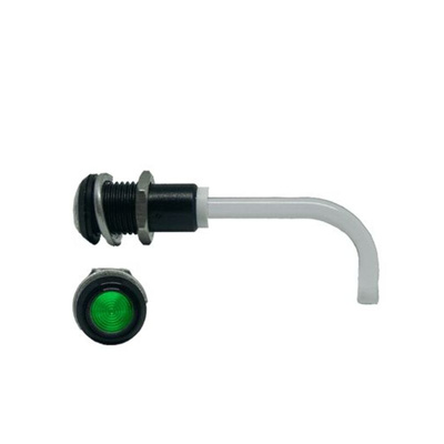 RHD-1100-2000-F9PZG67PR Bivar, Panel Mount Right Angle LED Light Pipe, Green Round Lens