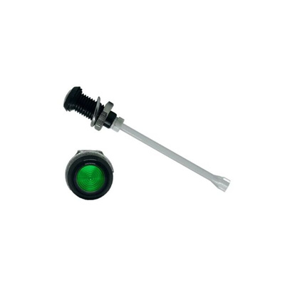 RHD-1410-F6PZG67PR Bivar, Panel Mount Vertical LED Light Pipe, Green Round Lens