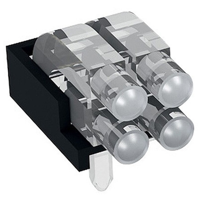 1296.2022 MENTOR, PCB Mounted 4-Way Right Angle LED Light Pipe, Bi-Level-Row Clear Dome Lens