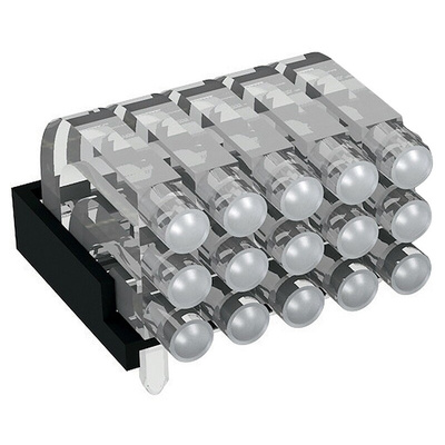 1296.2053 MENTOR, PCB Mounted 15-Way Right Angle LED Light Pipe, Tri-Level-Row Clear Dome Lens