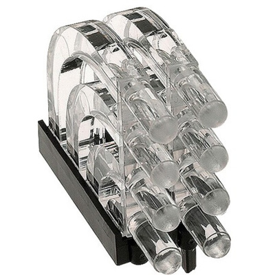 1279.1002 MENTOR, PCB Mounted 8-Way Right Angle LED Light Pipe, Quad-Level-Row Clear Dome Lens