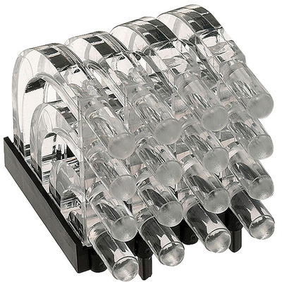 1279.1004 MENTOR, PCB Mounted 16-Way Right Angle LED Light Pipe, Quad-Level-Row Clear Dome Lens
