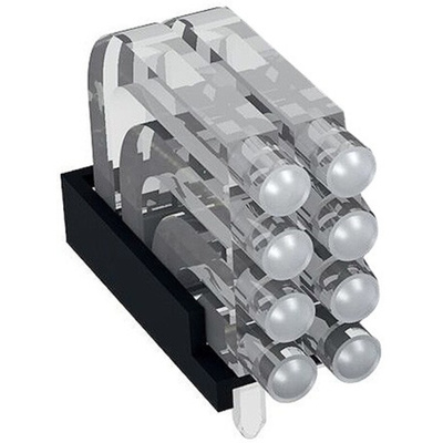1296.2024 MENTOR, PCB Mounted 8-Way Right Angle LED Light Pipe, Quad-Level-Row Clear Dome Lens