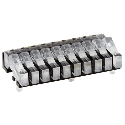 1278.1010 MENTOR, PCB Mounted 10-Way Right Angle LED Light Pipe, Clear Rectangle Lens