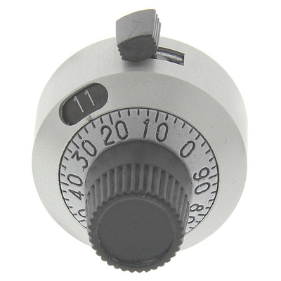 Vishay Potentiometer Knob, Dial Type, 22.2mm Knob Diameter, Silver, 6mm Shaft