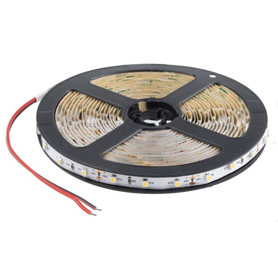 RS PRO 12V Neutral White LED Strip Light, 4000 → 4500K Colour Temp, 5m Length