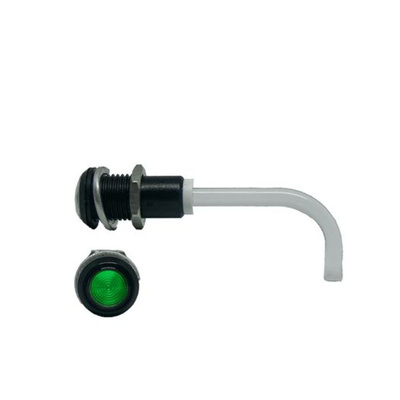 RHD-1100-1500-F9PZG67PR Bivar, Panel Mount Right Angle LED Light Pipe, Green Round Lens