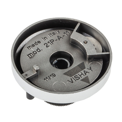 Vishay Potentiometer Knob, Dial Type, 46mm Knob Diameter, Chrome, Splined Shaft Type, 6.35mm Shaft