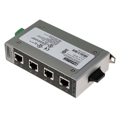 Phoenix Contact Ethernet Switch, 4 RJ45 port, 24V dc, 100Mbit/s Transmission Speed, DIN Rail Mount FL SWITCH SFN 4TX/FX