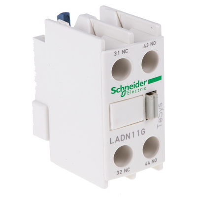 Schneider Electric Auxiliary Contact Block, 2 Contact, 1NC + 1NO, Front Mount