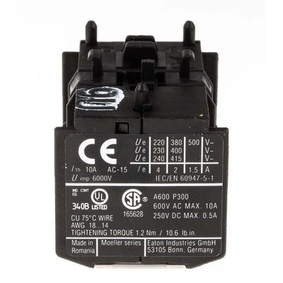 Eaton Auxiliary Contact, 4 Contact, 2NC + 2NO, Front Mount