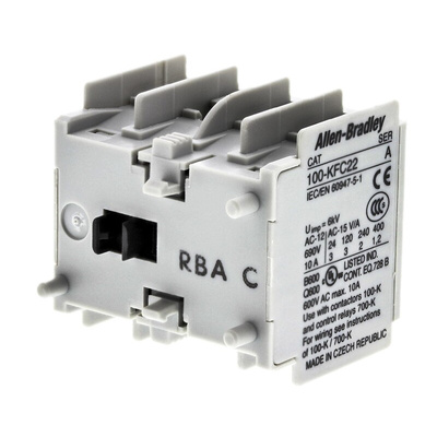 Allen Bradley Auxiliary Contact Block, 4 Contact, 2NC + 2NO, Snap-On