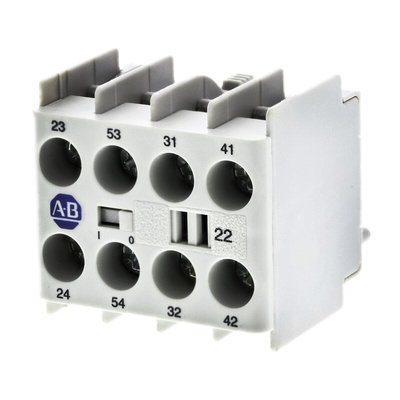 Allen Bradley Auxiliary Contact Block, 4 Contact, 2NC + 2NO, Snap-On