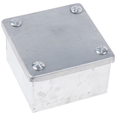 RS PRO Steel Galvanised Adaptable Box, 8 Knockouts 75mm x 75 mm x 50mm 20/25mm Knockout Size