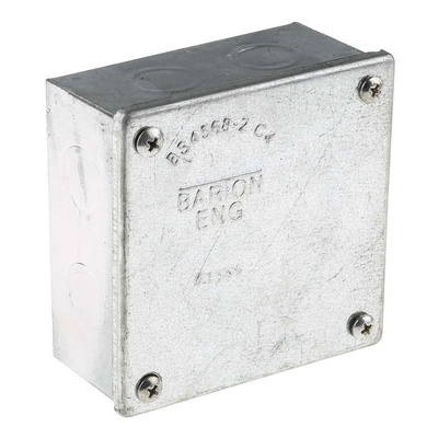 RS PRO Steel Galvanised Adaptable Box, 8 Knockouts 100mm x 100 mm x 50mm 20/25mm Knockout Size