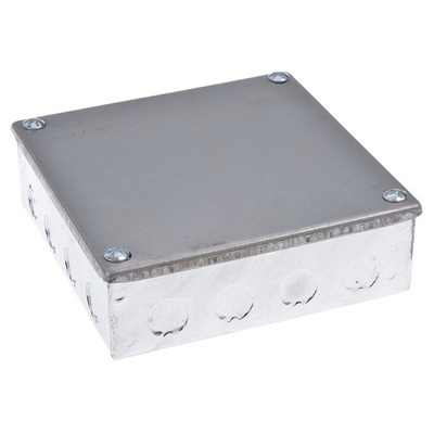 RS PRO Steel Galvanised Adaptable Box, 12 Knockouts 150mm x 150 mm x 50mm 20/25mm Knockout Size