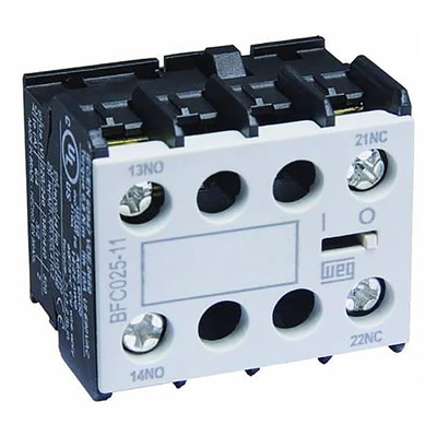 WEG Auxiliary Contact Block, 2 Contact, 1NC + 1NO, Front Mount