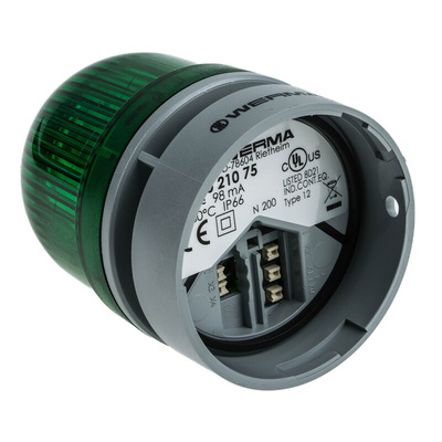 Werma EvoSIGNAL Mini Series Green Sounder Beacon, 24 V dc, IP66, Base Mount, 95dB at 1 Metre