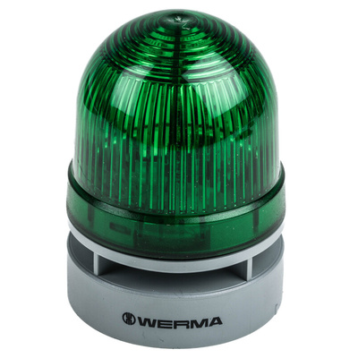 Werma EvoSIGNAL Mini Series Green Sounder Beacon, 24 V dc, IP66, Base Mount, 95dB at 1 Metre