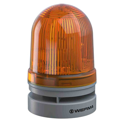 Werma EvoSIGNAL Mini Series Yellow Sounder Beacon, 12 → 24 V ac/dc, IP66, Base Mount, 110dB at 1 Metre