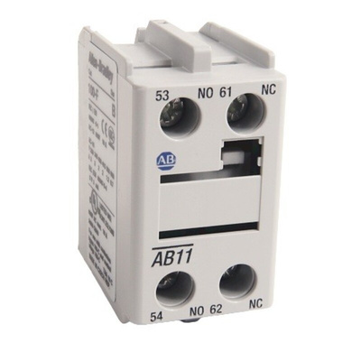 Allen Bradley Auxiliary Contact, 2 Contact, 1NC + 1NO, Front Mount