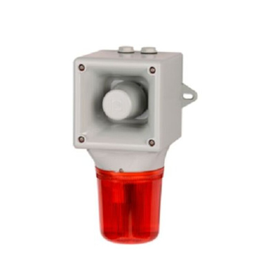 e2s AB105LDA Series Amber, Blue, Clear, Green, Red, Yellow LED Beacon, 230 V, IP65, Wall Mount, 113dB at 1 Metre