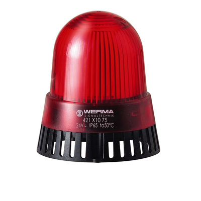 Werma 420 Series Red Buzzer Beacon, 24 V, IP65, Base Mount, 114dB at 1 Metre