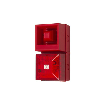 Clifford & Snell YL40 Series Red Sounder Beacon, 230 V ac, IP65, Bulkhead, Flat Wall, 108dB at 1 Metre