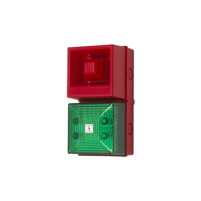 Clifford & Snell YL40 Series Green Sounder Beacon, 24 V dc, IP65, Bulkhead, Flat Wall, 108dB at 1 Metre