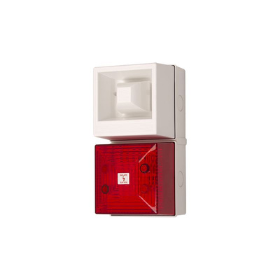 Clifford & Snell YL40 Series Red Sounder Beacon, 48 V dc, IP65, Bulkhead, Flat Wall, 108dB at 1 Metre