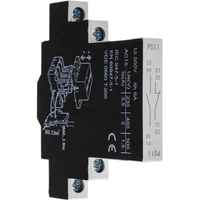 RS PRO Auxiliary Contact, 2 Contact, 1NC + 1NO, DIN Rail Mount