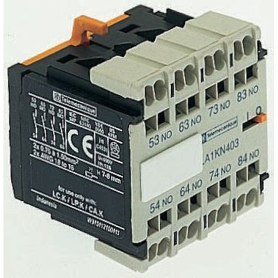 Schneider Electric Auxiliary Contact, 4 Contact, 1NC + 3NO, Front Mount